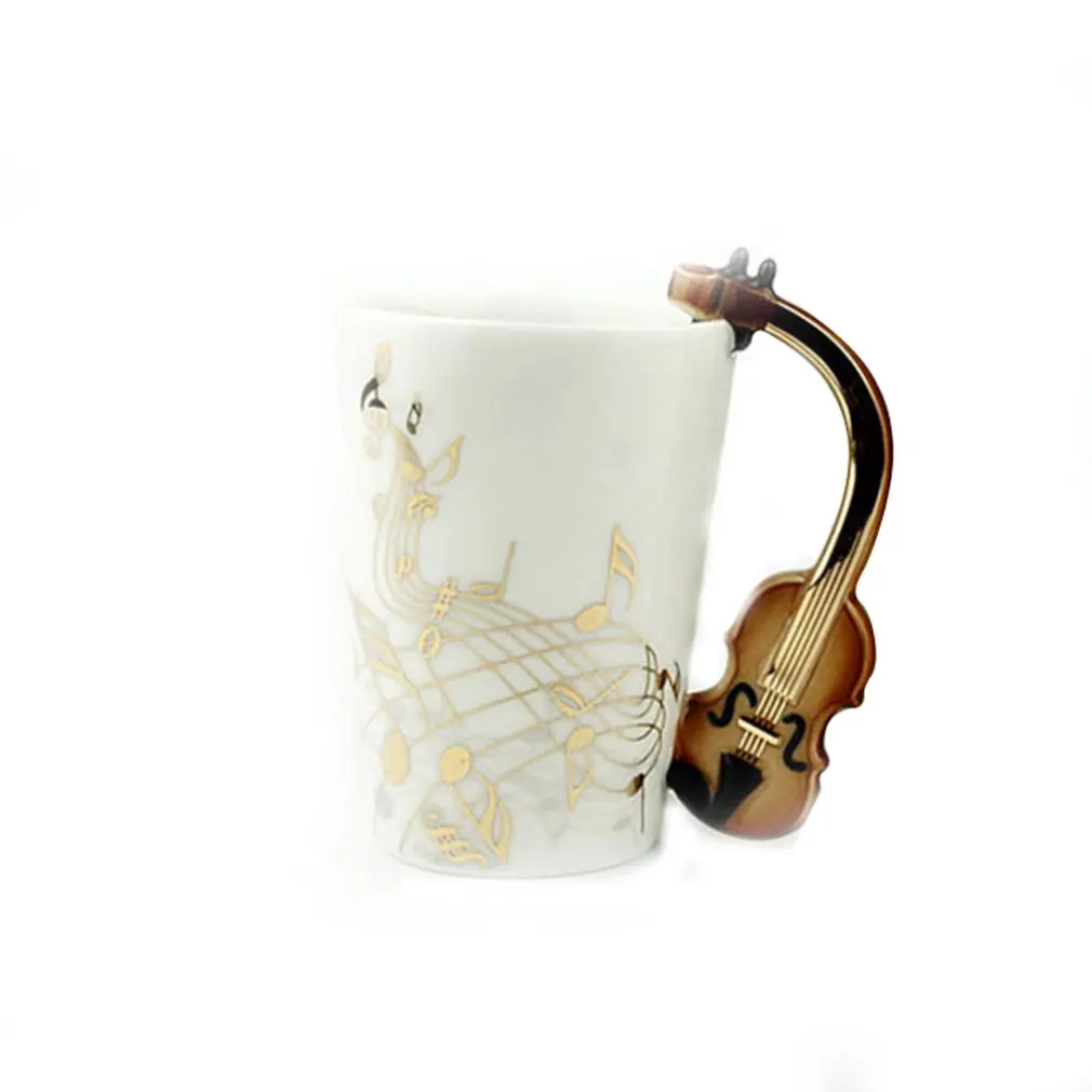 

Portable Water Cup Ceramic Violin Shape Music Water Cup Universal Coffee Mug Ceramic Cup Home Office Decor Best Gift