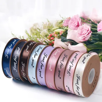 

1cm English Ribbon Bouquet Packaging Ribbon Flower Bow Ribbon Polyester Belt Cake Packaging Belt 50yards / Roll