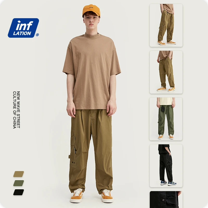 INFLATION New Arrival Streetwear Men Pants Cotton Broadcloth Regular Fit Men Casual Pants Drawstring Straight Mens Pants 3061S20 INFLATION New Arrival Streetwear Men Pants Cotton Broadcloth Regular Fit Men Casual Pants Drawstring Straight Mens Pants 3061S20