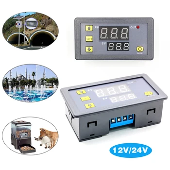 

DC 12V 24V AC 110V 220V Digital Cycle Timer Delay Relay Board Module With LED 0〜999 Dual Time Display Timing Relay Switch