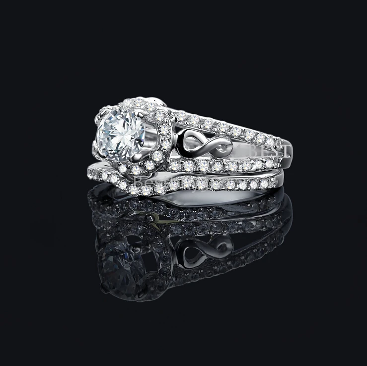0.5ct 925 пробы серебряные ювелирные изделия женские SONA Диамант кольцо полосы набор полный размер