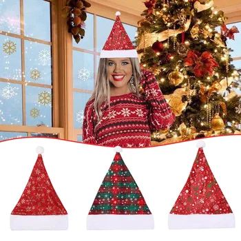 

Red Plaid Christmas Hat Thick Golden Snowflake Hat Christmas Decoration Hat Sep 23rd