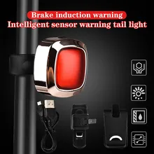 USB Перезаряжаемые велосипед задний светильник светодиодный велосипедный Предупреждение Безопасности Смарт-лампы Ультра яркий светильник Водонепроницаемый 60 люмен Светодиодный точечный светильник s