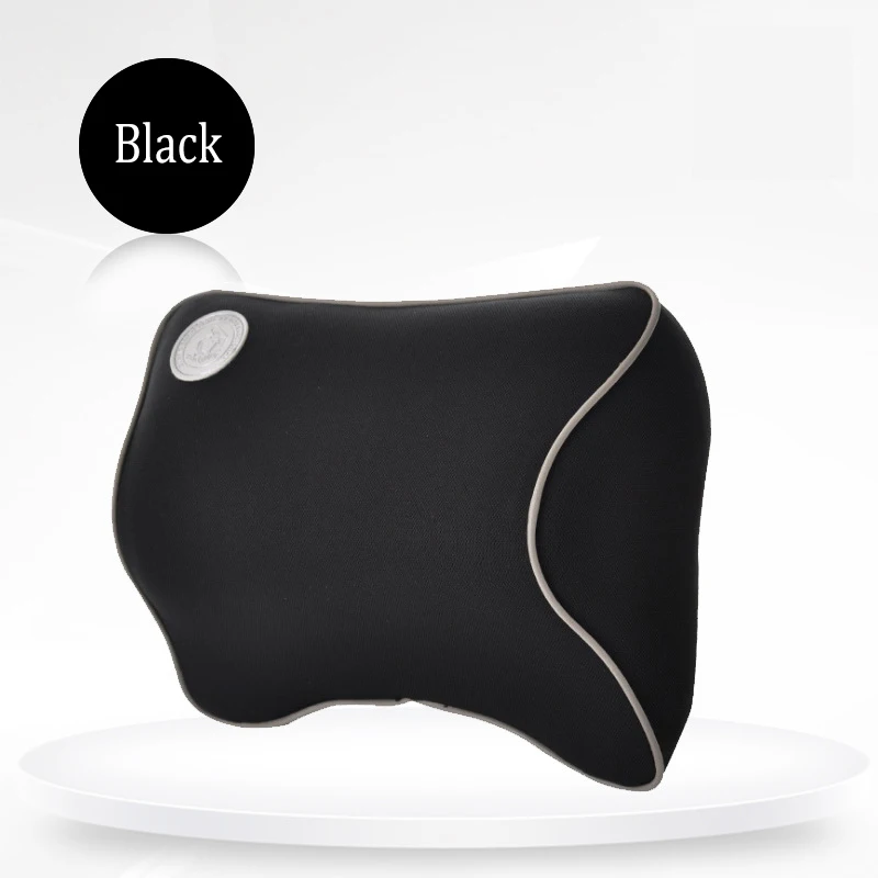 Автомобильная подушка для шеи с эффектом памяти, хлопковая поддержка спины, 1 комплект, подголовник, массажная наволочка, Автомобильная подушка, автомобильные аксессуары - Цвет: Pillow black