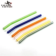 12 шт. стеклянные соломинки прозрачные Изогнутые 18 см "х 8 мм-идеальная многоразовая соломинка для смузи, чая, сока-с 2 шт. чистящей щеткой