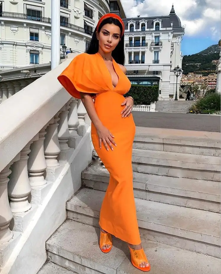 

Women Summer Bandage Dress 2019 New Arrivals Short Sleeve V Neck Maxi Long Dress Celebrity Party Dress Vestidos