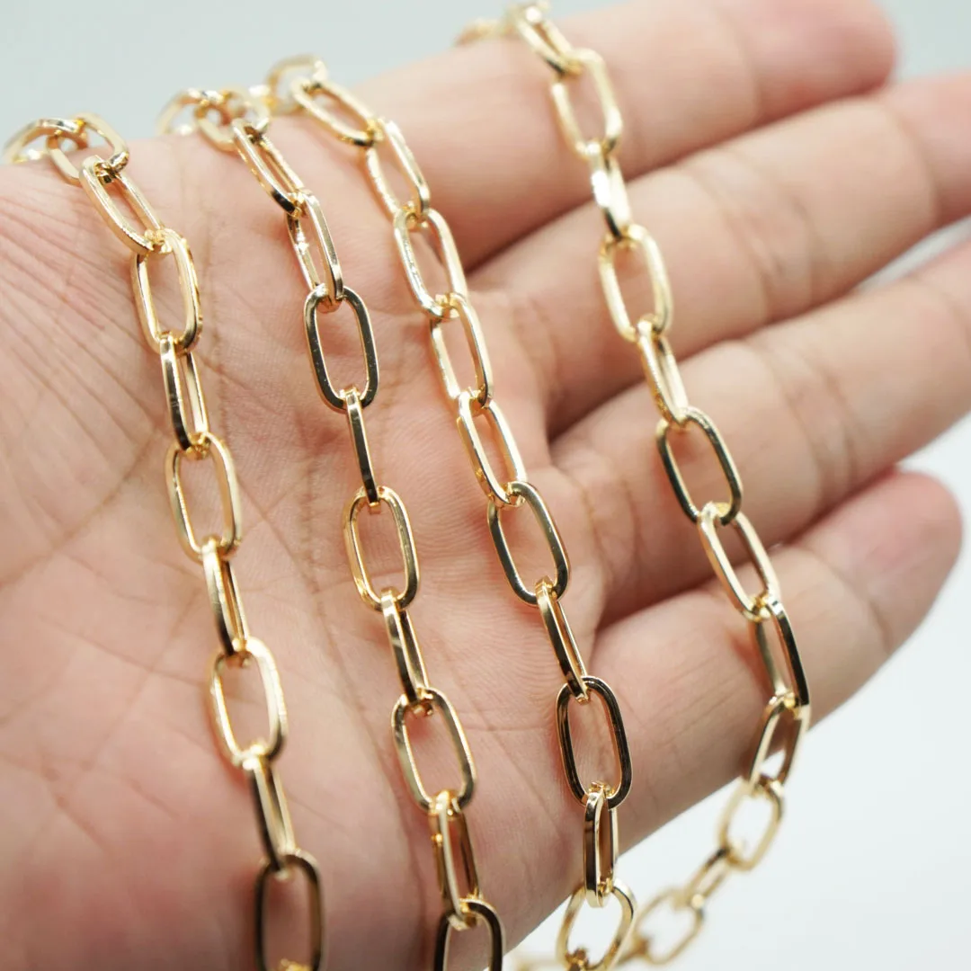 14K Gold Plated Chain Jewelry Chain Necklace Chain Choker Chain Mini  Paperclip Textured Long Oval Chains for Jewelry Making 