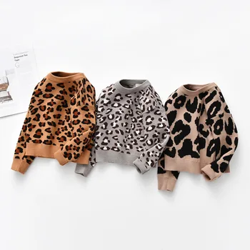 

Winter Kids Sweater Winter Long Sleeve Girls Clothes for 3-8T Children Pattern Pullover Sweater Leopard Kids Winter Clothes