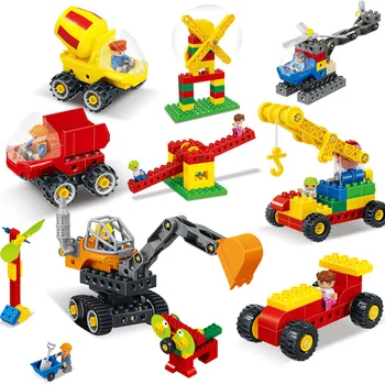 

City Engineering Big Size Building Blocks Compatible Duploed Gear Technic Bricks Children Science Educational Kids Toys Gifts