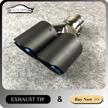 

Replacement Exhaust Tips Blue Stainless steel Exhaust Muffler Dual Tips Glossy Carbon Universal pipe Tips