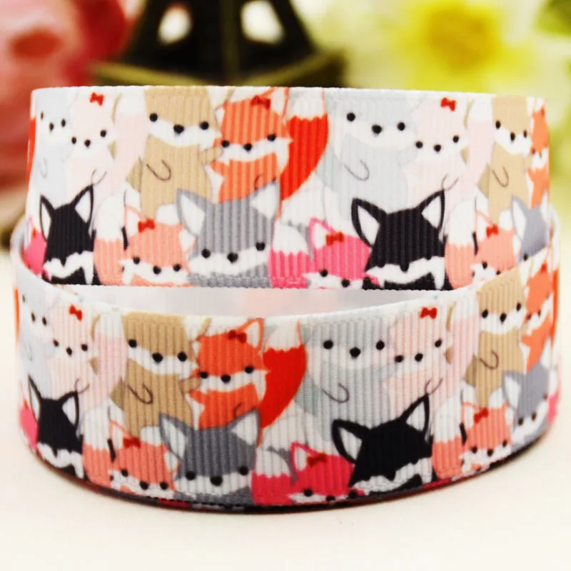 22mm 25mm 38mm 75mm Fox cartoon printed Grosgrain Ribbon party