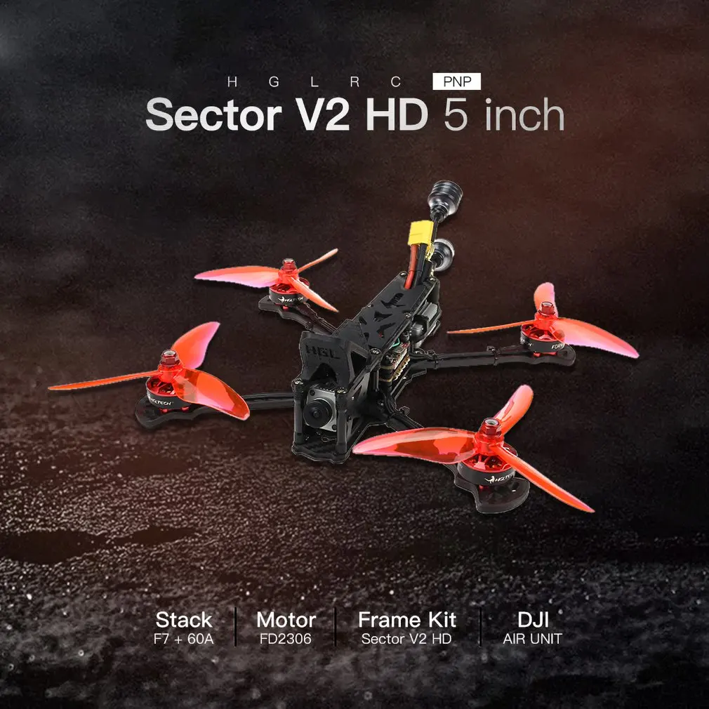 HGLRC 5 дюймов 4S 6S V2 F7 двойной контроль полета 60А 4в1 ESC 2306 двигатель FPV гоночный Дрон BNF PNP самолет многовинтовой модели