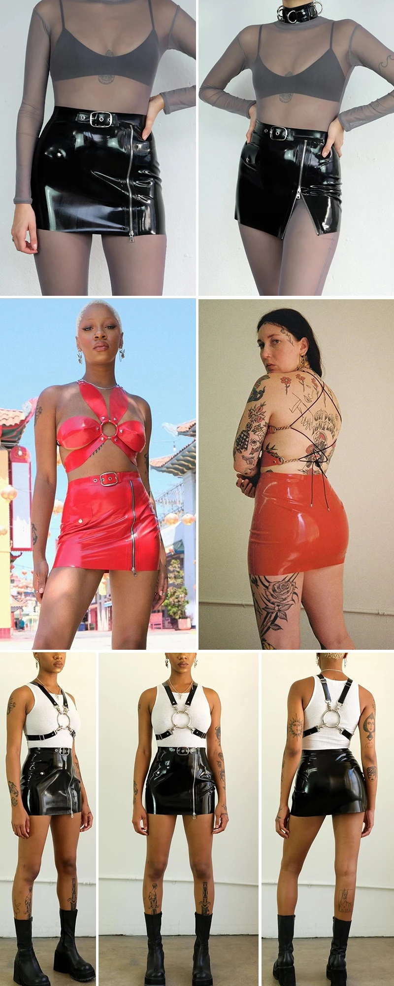 Fashion Autumn Winter PU Leather Skirts Sexy Women High Waist Skirts Slim Clubwear Zipper Skirt Casual Red Pocket Female Skirts