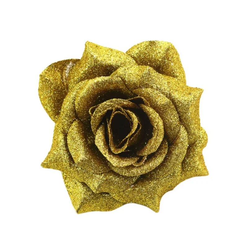 6 дюймов сверкающие искусственные бутоны розы 3D поддельные цветы Рождественские Свадебные украшения для дома - Цвет: A1