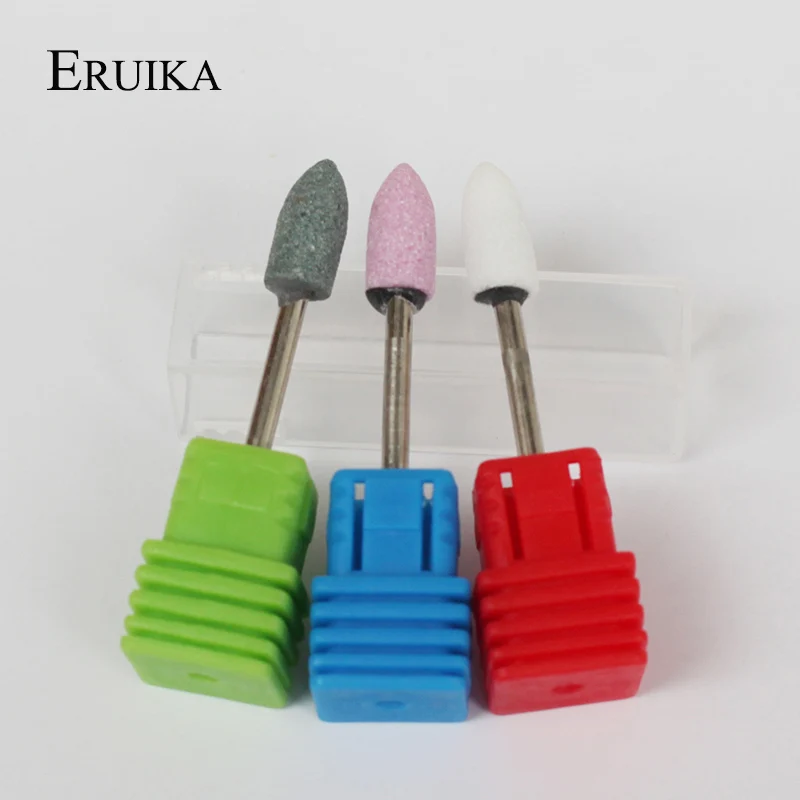 ERUIKA 1 шт. остроконечные острые фрезы для ногтей керамические фрезы для обработки камня Korund Matieral Электрический Резак для ногтей сверлильный станок для ногтей пилка для ногтей