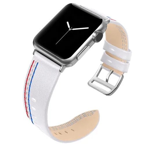 Белый Кожаный ремешок для Apple Watch 42 мм для Iwatch серии 4 3 2 1 40 мм 44 мм сменный Браслет аксессуары для часов - Цвет ремешка: Белый