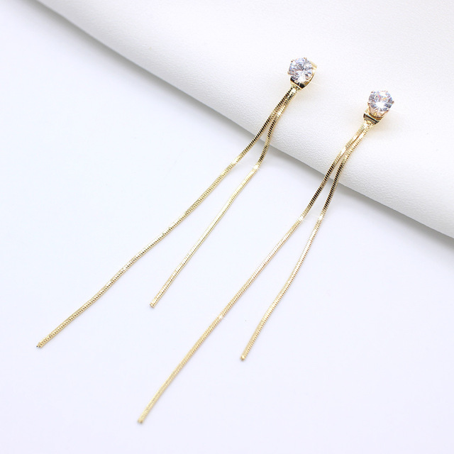 New Long Thread Tassel Earrings Glossy Arc Geometric Earrings for Women Gold Silver Color Statement Earrings