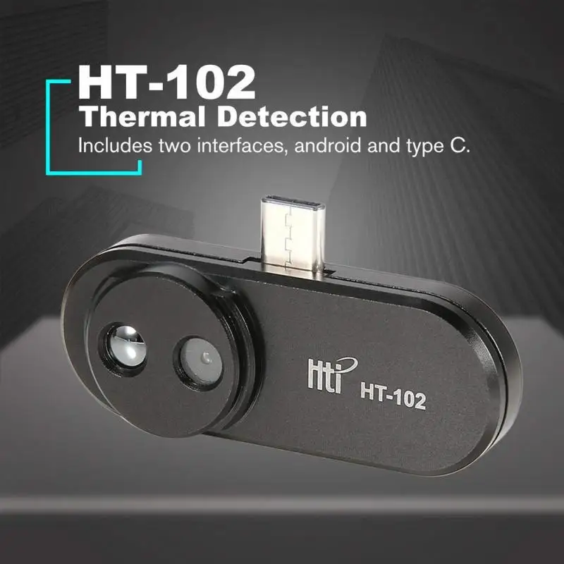 HT-102 термометр Многофункциональный измеритель ручного обнаружения мобильного телефона инфракрасный черный высокая тепловизор для Android