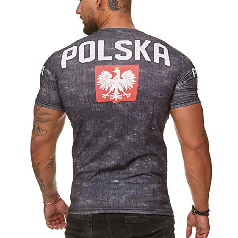Summer Running t-shirt Men World Cup Printing Men Gym Shirt Bodybuilding Round Neck Short-sleeved T-shirt Trend Top male shirt