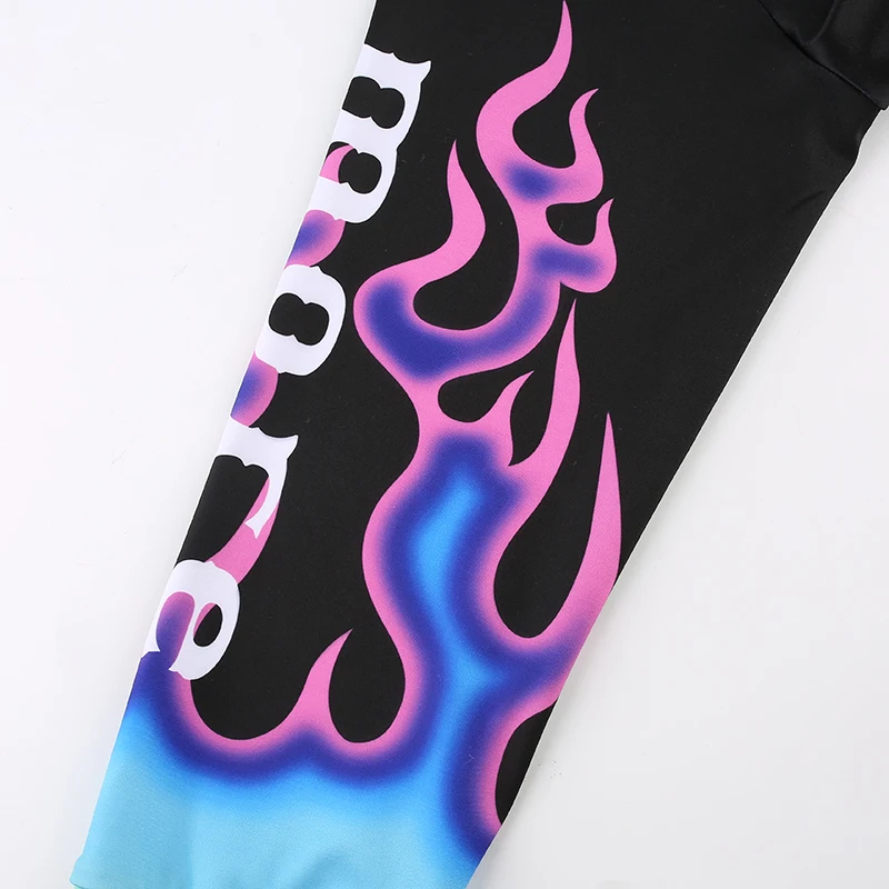 HEYounGIRL/Толстовка в стиле хип-хоп Харадзюку с принтом пламени; толстовка с круглым вырезом и длинными рукавами; Свободный Повседневный пуловер; толстовка; уличная одежда