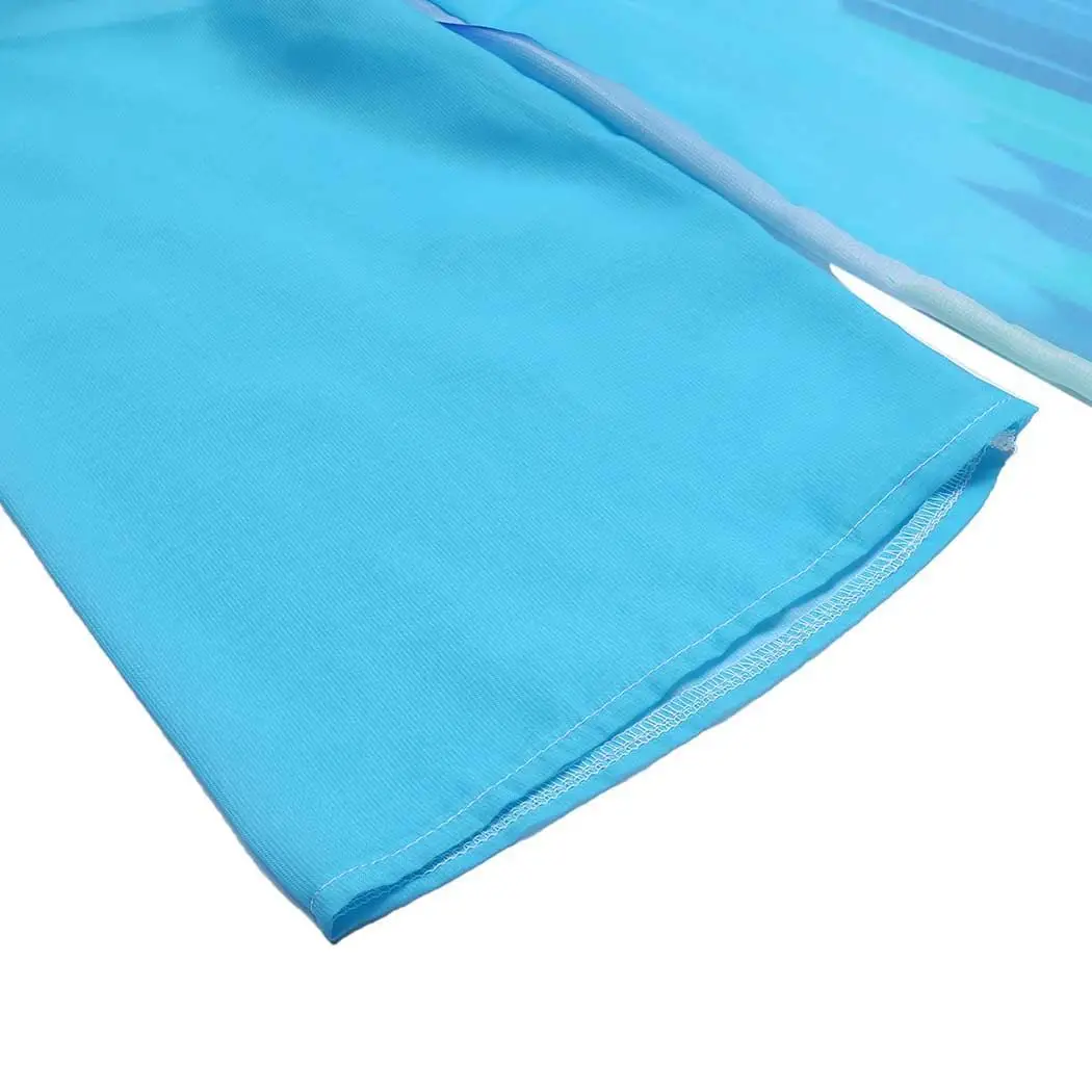 Women Casual 3/4 Sleeve Open Front Print Long Casual, Beach Chiffon Blue Long Loose Bikini Cover Up