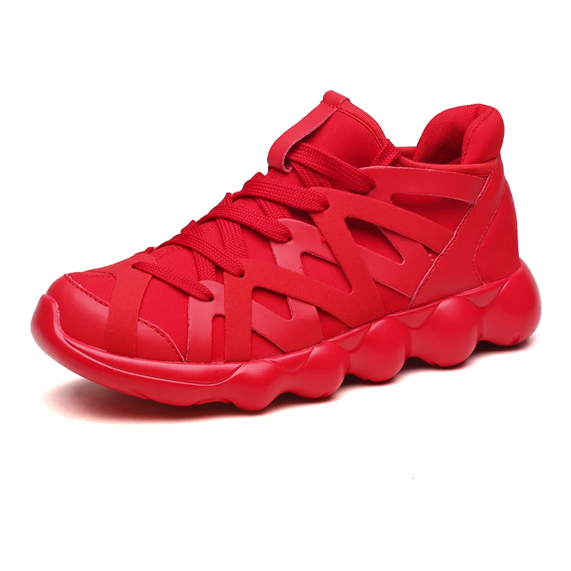 Damyuan/Новинка года; модная мужская и женская обувь для влюбленных; Повседневная дышащая обувь для пробежек без кожи; Спортивный светильник, увеличивающий рост; размеры 46-47 - Цвет: Красный