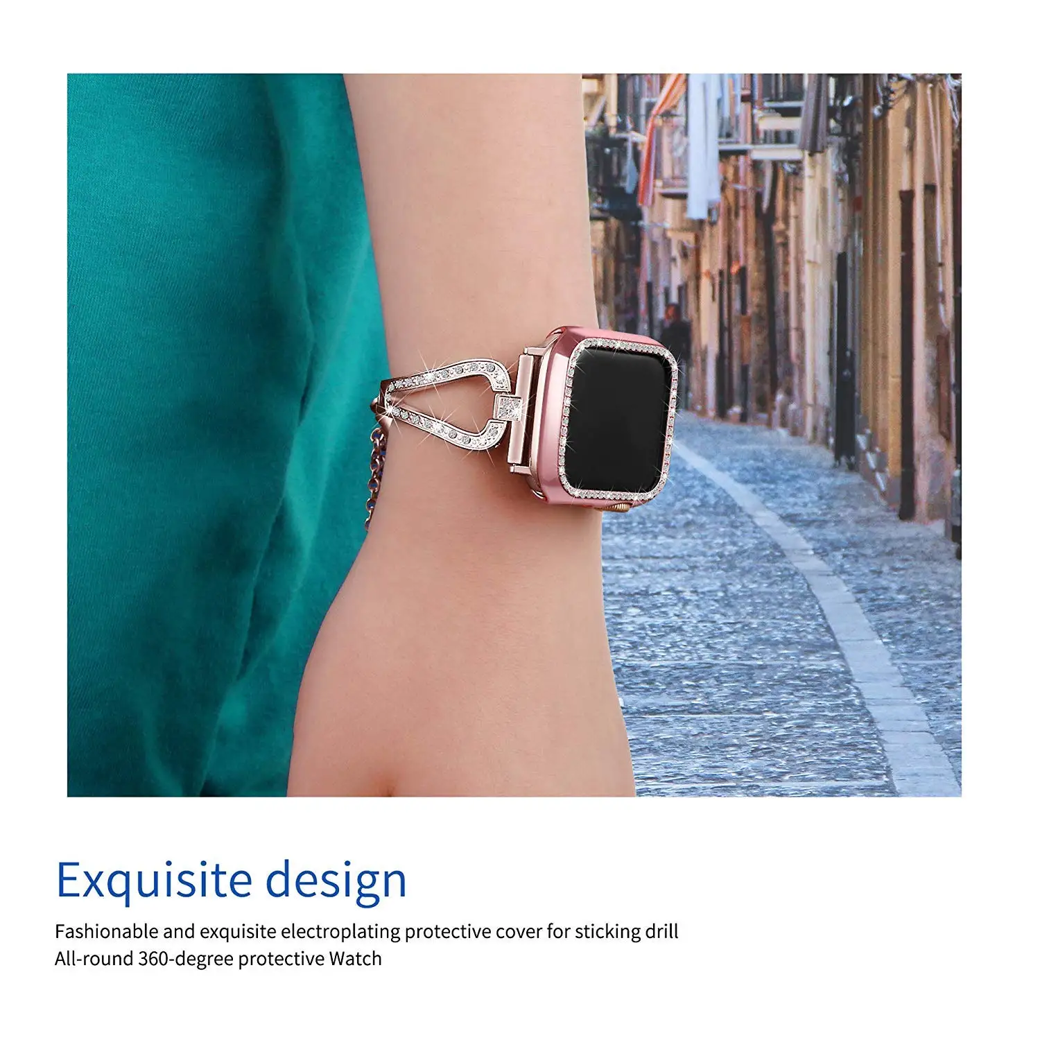 38 мм 42 мм чехол для часов для Apple Watch 40 мм 44 мм PC покрытый женский бампер с искристый Алмазный кристалл для iWatch серии 4 3 2 1