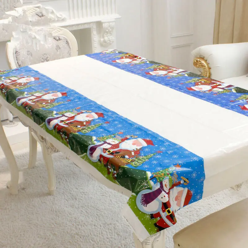 

Creative Oilproof Christmas Tree/Snowman/Santa/Xmas Bell Tablecloth Waterproof Table Cover Cloth Home Decor