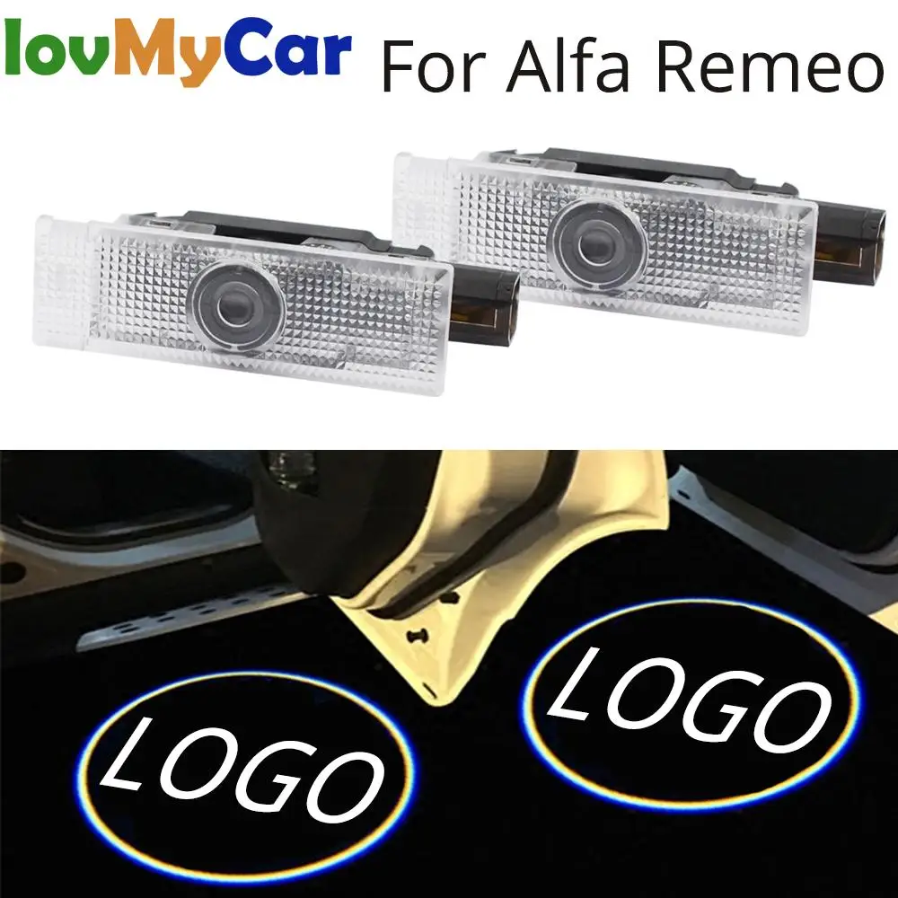 

2X Welcome Light for Alfa Romeo Giulia Stelvio Car LED Door Projection Ambient light Car Auto Logo Lights Neon Lamp DC 12V