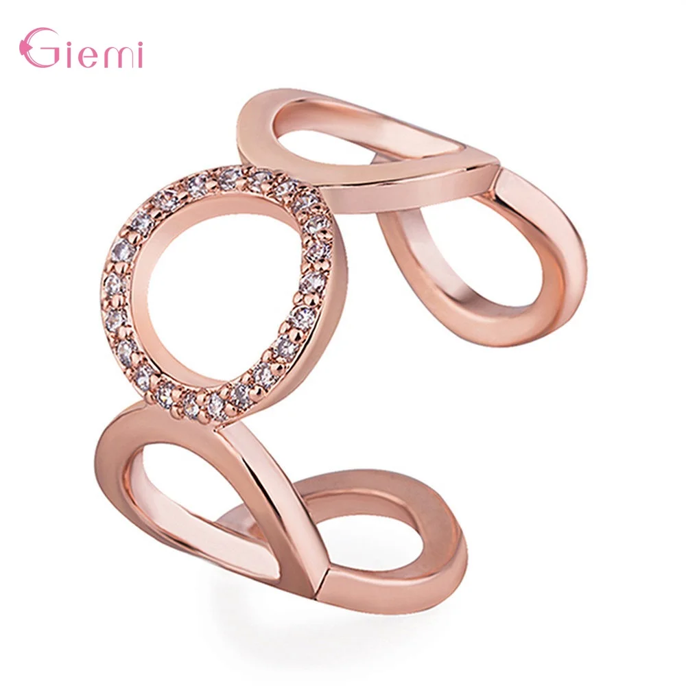 Adjustable Hollow Open 925 Sterling Silver Rings Geometric Openning Ring Women Punk Knuckle Rings Fashion Birthday Party Jewelry