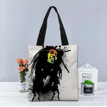 

New Custom Bob Marley printed Handbag canvas tote bags shopping travel Casual Useful Shoulder Bag women bag