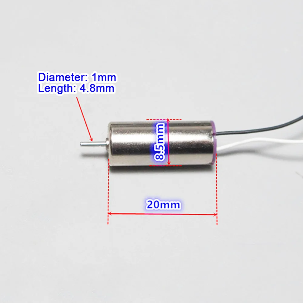 Moteur 8520 3.7V pour drone FPV micro, installé sur un bras de drone avec hélice