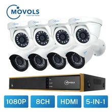 Movols Камера видеонаблюдения комплект 2MP CCTV AHD 4 шт пуля 4 шт купольная камера наружная Водонепроницаемая 8CH DVR камера безопасности Система