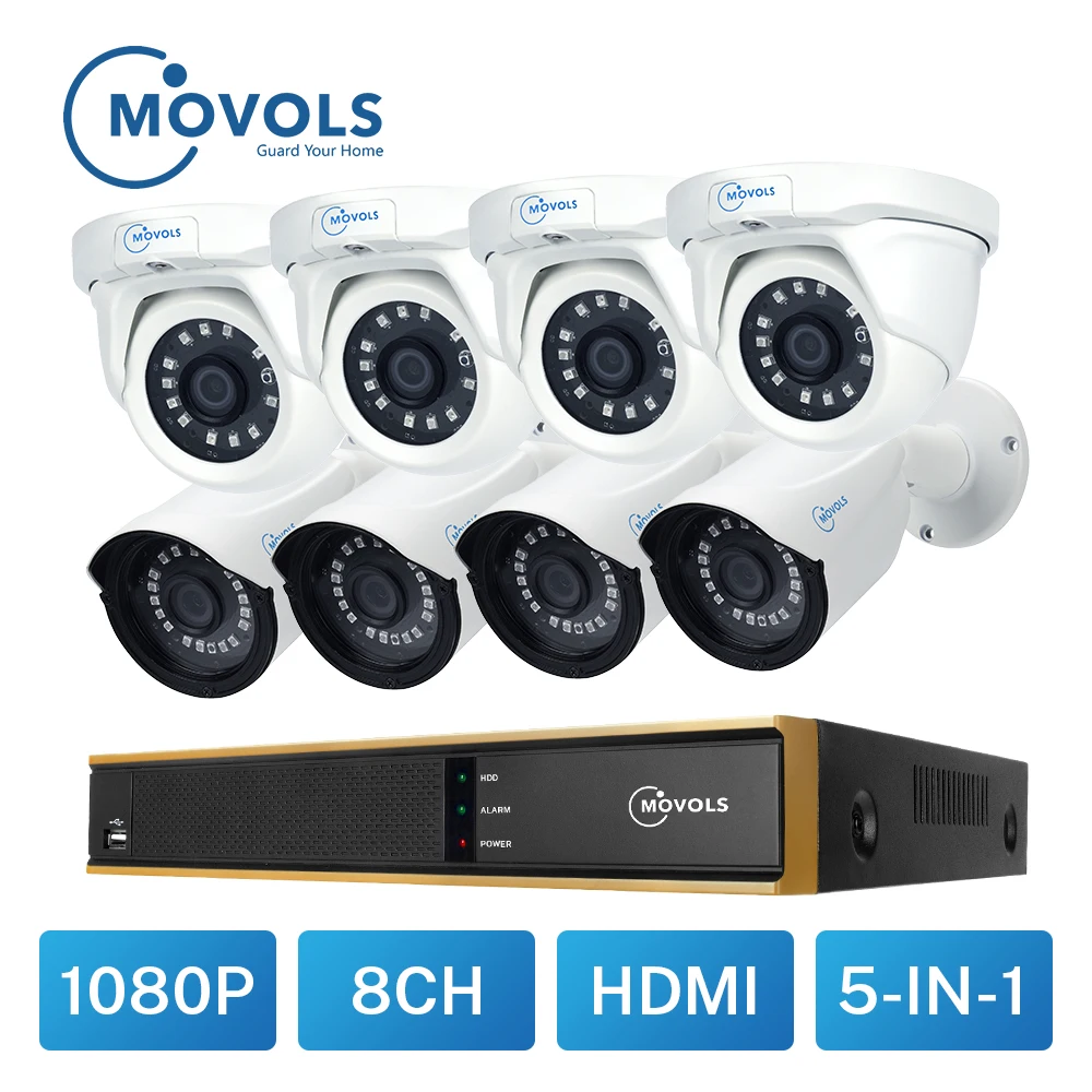  Movols Video Surveillance Camera Kit 2MP CCTV AHD 4pcs Bullet 4pcs Dome camera Outdoor Waterproof 8 - 4.00012E+12