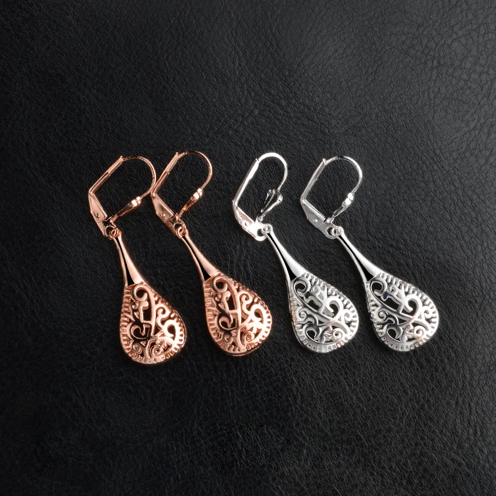 Женские серьги капельки с винтажным дворцовым узором из серебра 925 пробы подарок