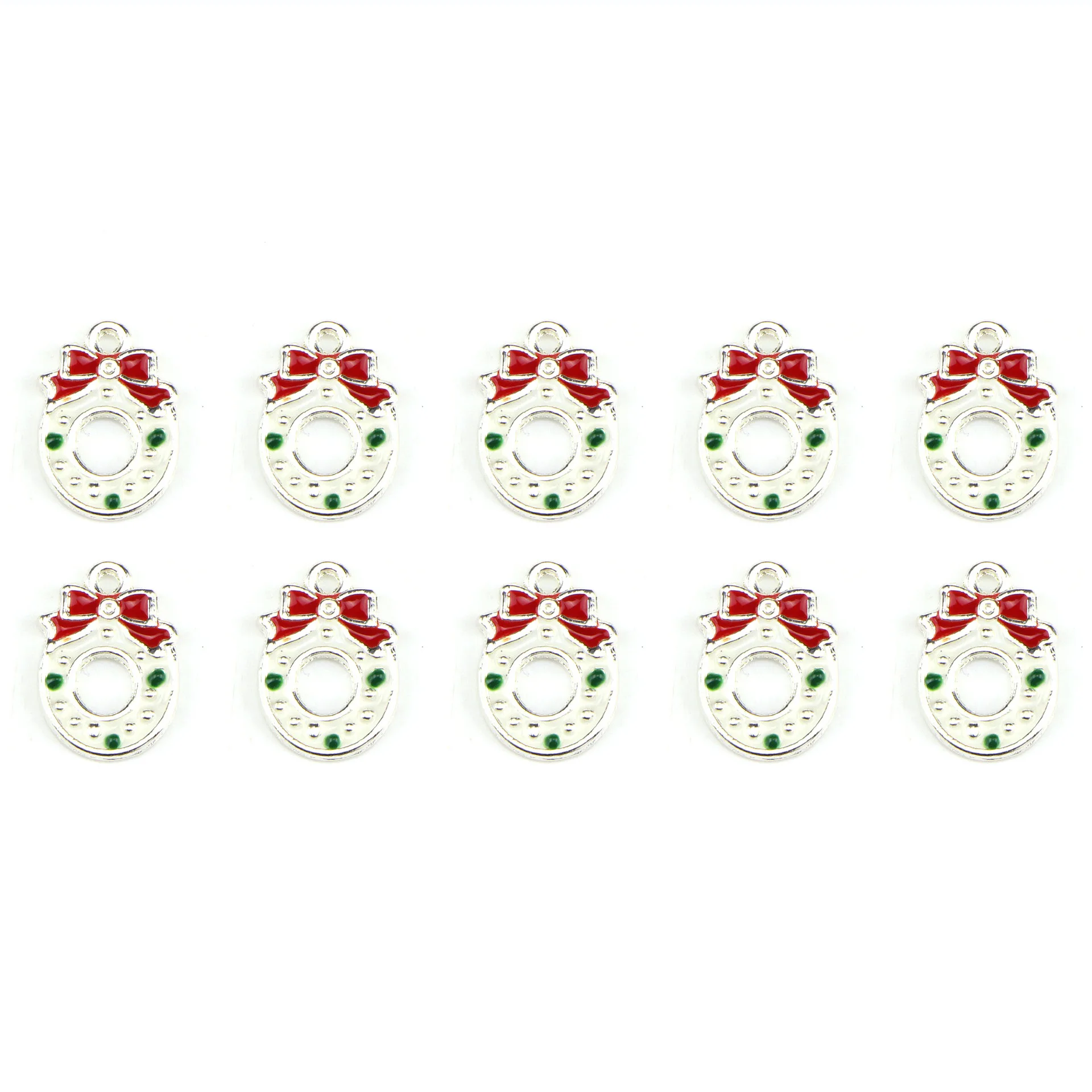 1pcs Christmas Series Enamel Art Oil Drop Bow Knot Circle Small Pendant Charms For DIY Jewelry Making 16mm | Украшения и