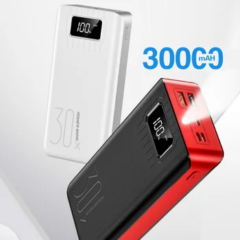 

30000mAh Power Bank Portable Charging Poverbank Mobile Phone External Battery Charger Powerbank 30000 mAh for Xiaomi Mi iphoneX