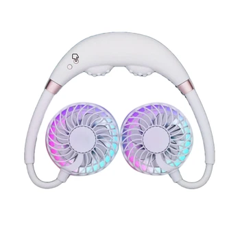 

Sports Fan Massage Hanging Neck Fan Hands-Free USB Massage Electric LED Hanging Neck Lazy Fan Rechargeable Sport Fan