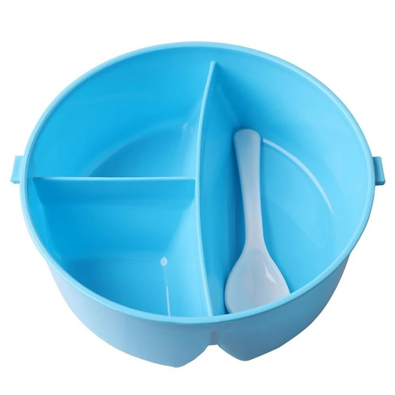

Round Lunch Box Portable Lunch Box For Children With 3 Compartments For Food Containers With Spoon Random Colors(Blue/Red/Green)