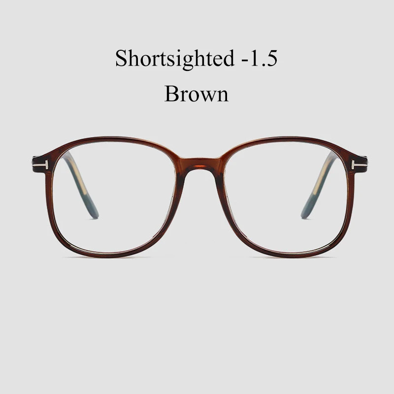 IBOODE для женщин и мужчин готовые очки для близорукости женские мужские круглые близорукие очки для близоруких очки унисекс - Цвет оправы: Brown Myopia 1.5