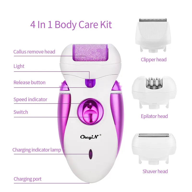 4 в 1 Многофункциональный перезаряжаемый электрический эпилятор для депиляции, бритва для удаления волос, триммер для удаления мозолей P39