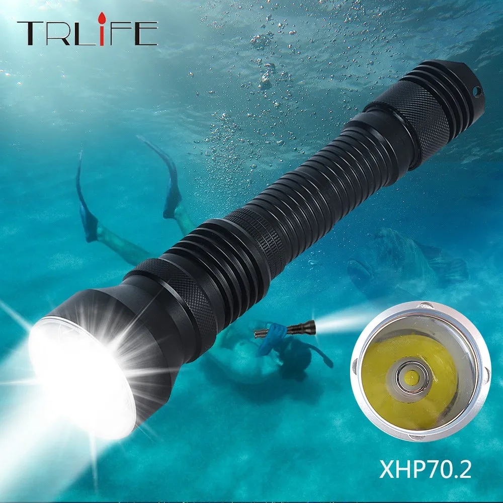 

80000LM Professional Ultra Powerful Diving Flashlight XHP70.2 IP8 Underwater 200M Waterproof Scuba Dive Torch Light Lamp