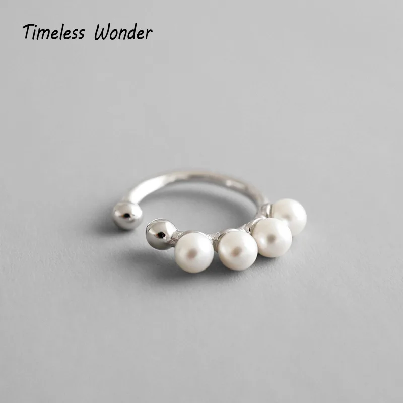 Timeless Wonder 925 пробы, серебряные жемчужные серьги-манжеты для женщин, ювелирное изделие в стиле панк-рок, Ушная клипса, не пирсинг, готика, без отверстий, 6122
