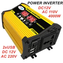 4000W / 300W Car Power Inverter 12V 220V 110V Sine Wave Solar Convertor Transformer 12 V To 110 V 220 V Inversor LED Display