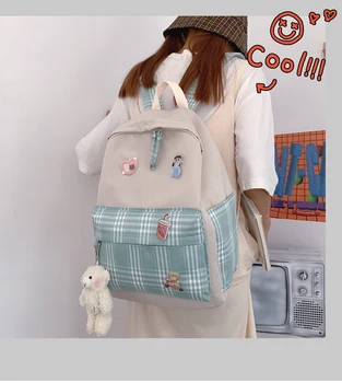 

Stripe Female Corduroy Backpack Kawaii Women Letter Embroidery School Bag Girl Cute Backpack Harajuku Fashion Ladies Bag Student