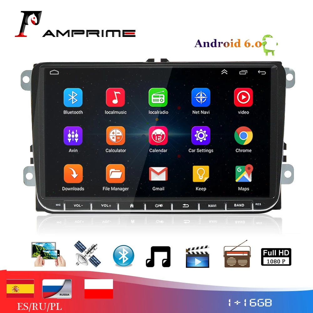 Автомагнитола AMPrime мультимедийный плеер на Android 6 0 с 9 &quotэкраном GPS для Volkswagen Passat
