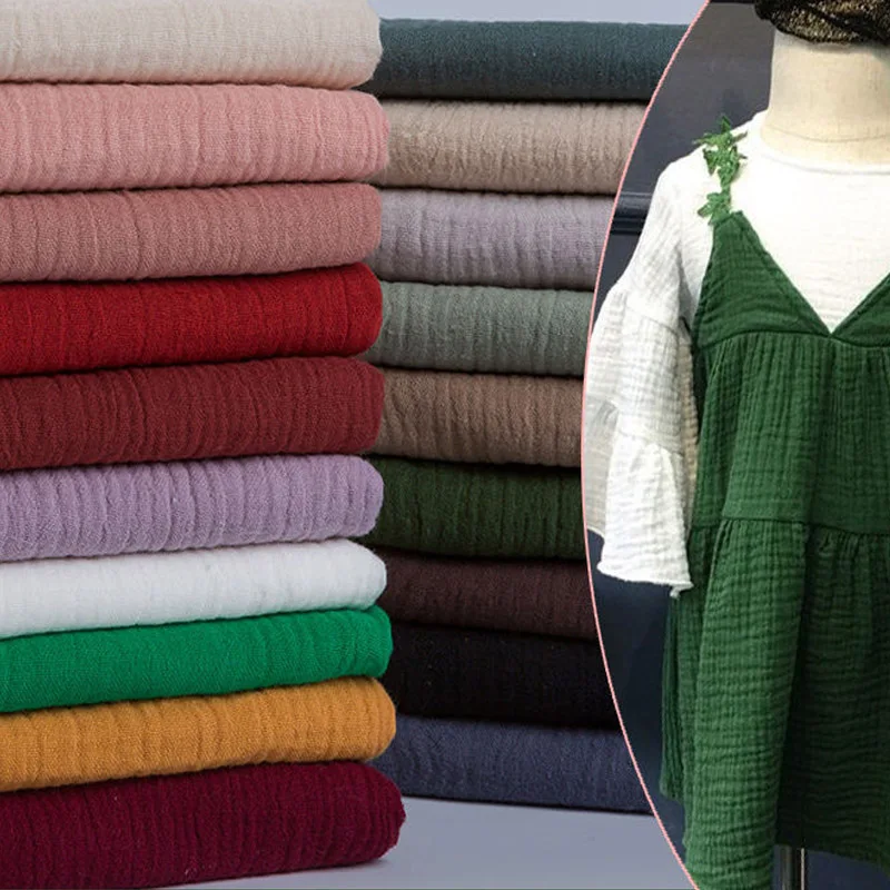 Pure cotton Fabric For Kids Double Layer Crepe Baby Natural Yarn Cloth