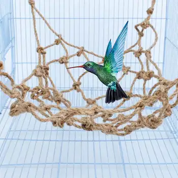 

2 Sizes Hemp Rope Parrot Bird Climbing Net Hanging Rope Net Swing Play Rope Ladder Chew Toy with Buckles Play Gym Toys adjust