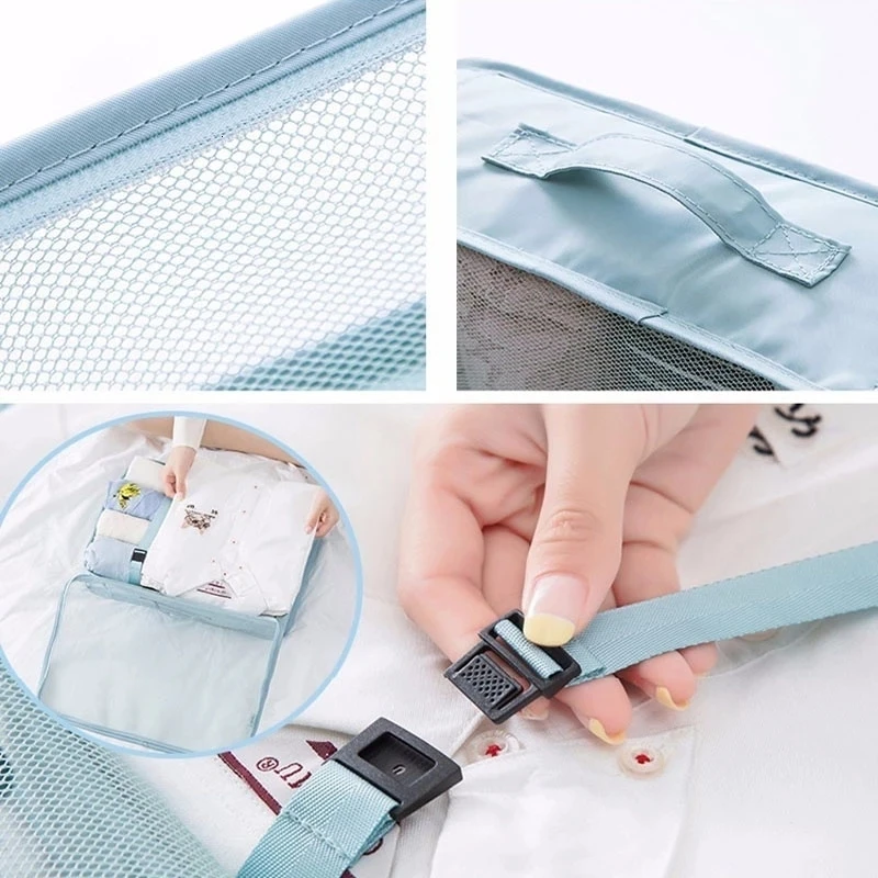 Travel Storage Bags Portable Packing Clothes Cosmetic Toiletry Organizers Mesh Bag Tidy Cube In Pouch Luggage Kit Accessories