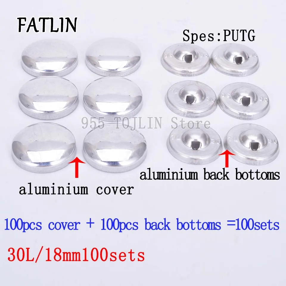 30L-18mm 100sets 100 наборов 16L-80L тканевые пуговицы из покрытой алюминием ткани, ручная работа, металлическая форма хлеба, круглая ткань, аксессуары,, PUTG - Цвет: 30L-18mm 100sets